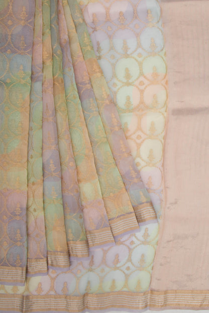 Organza Brocade Multicolor Saree