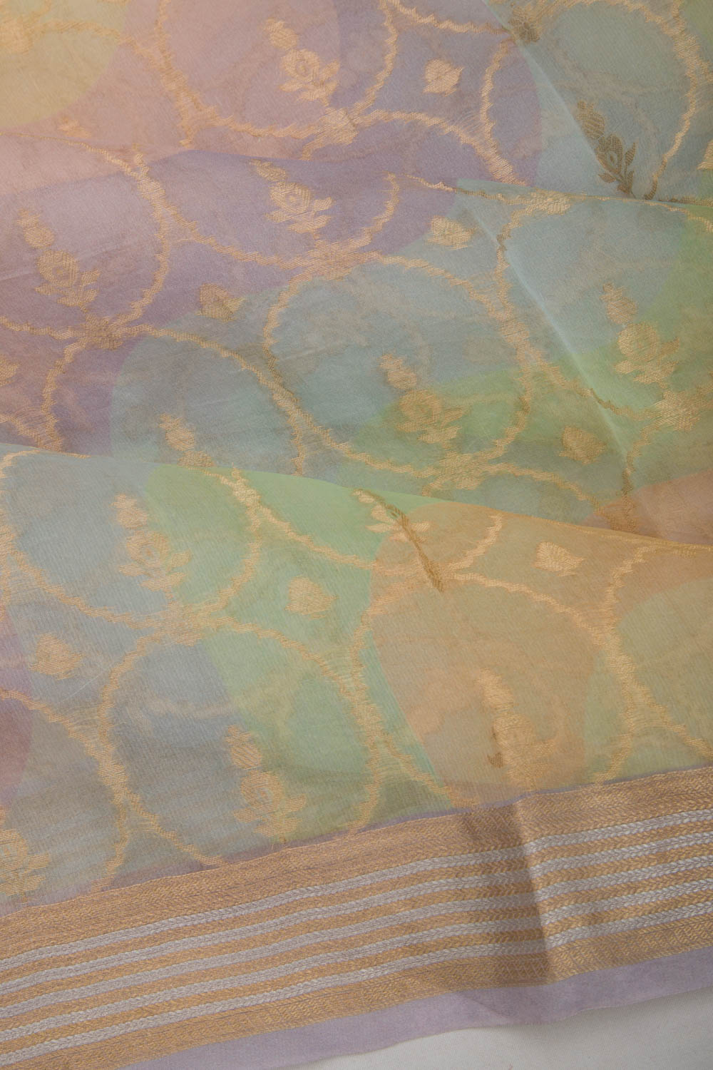 Organza Brocade Multicolor Saree