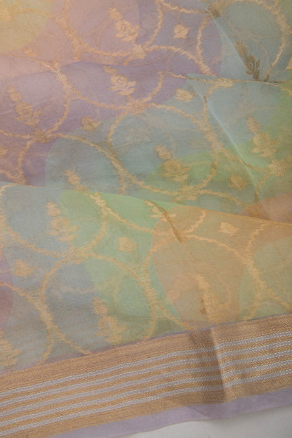 Organza Brocade Multicolor Saree