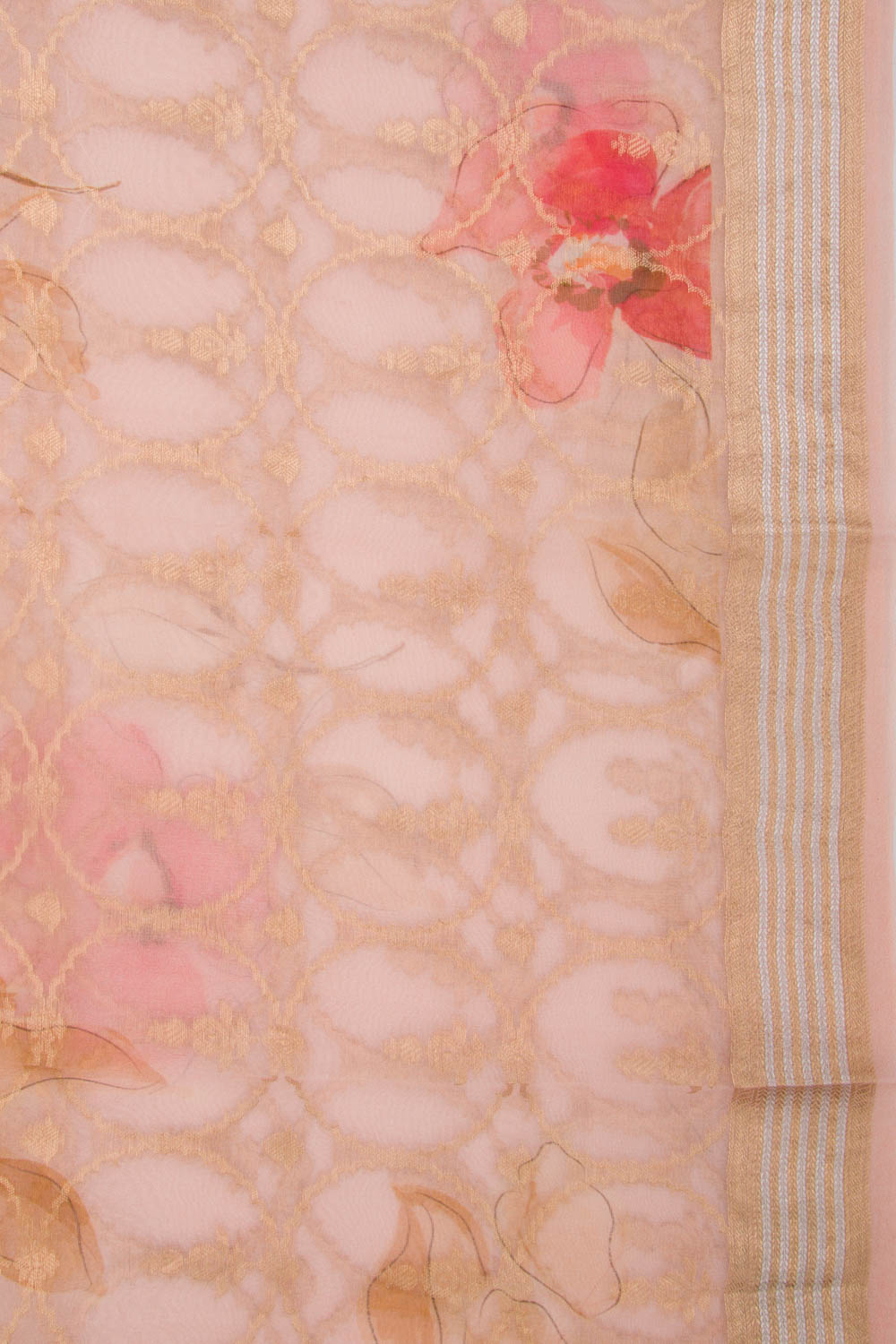 Organza Brocade Pastel Orange Saree