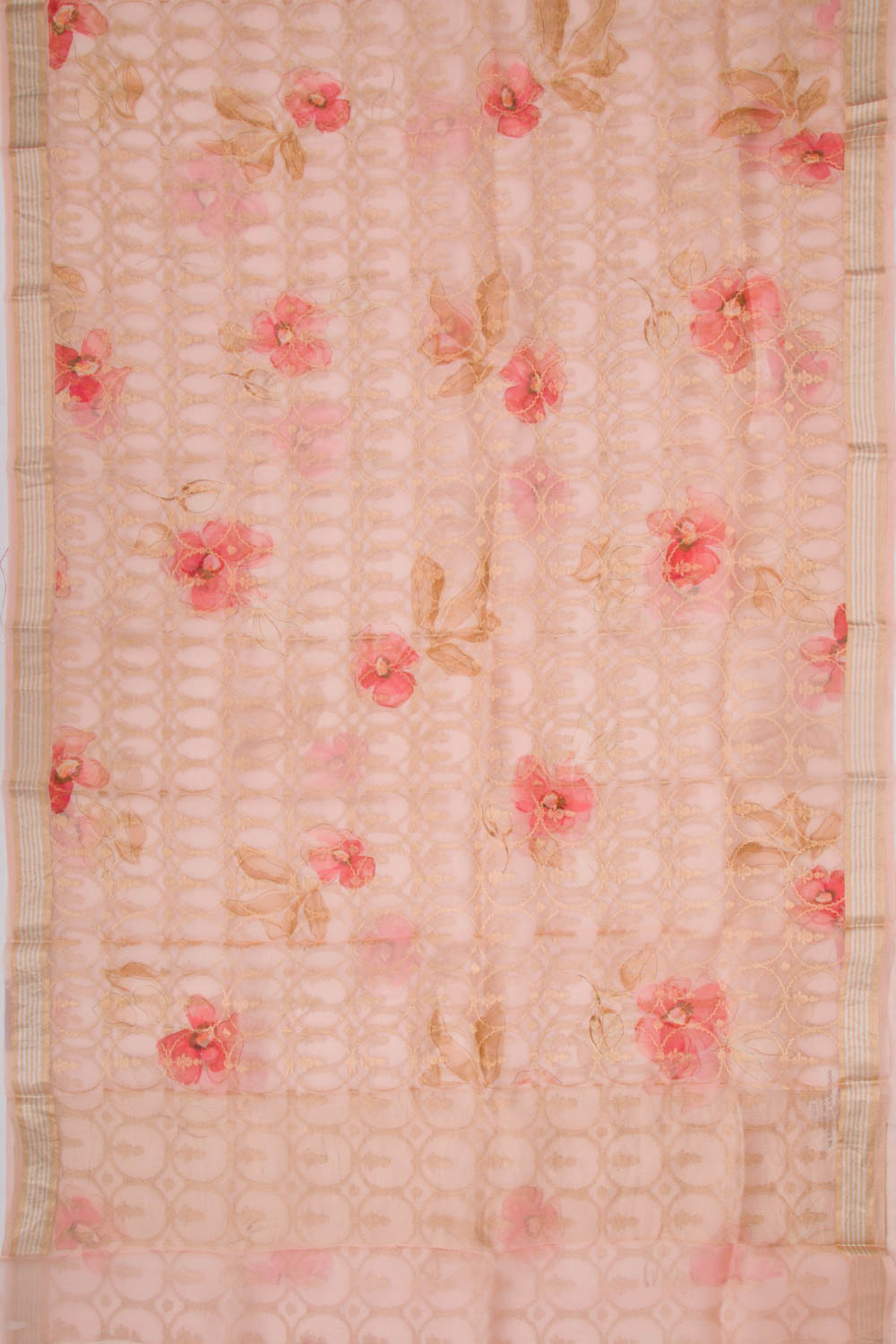 Organza Brocade Pastel Orange Saree