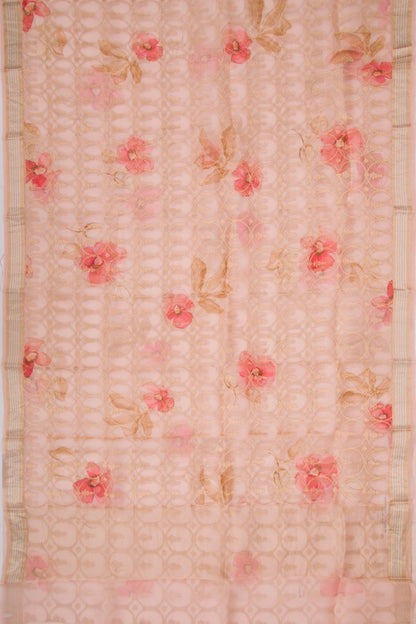 Organza Brocade Pastel Orange Saree
