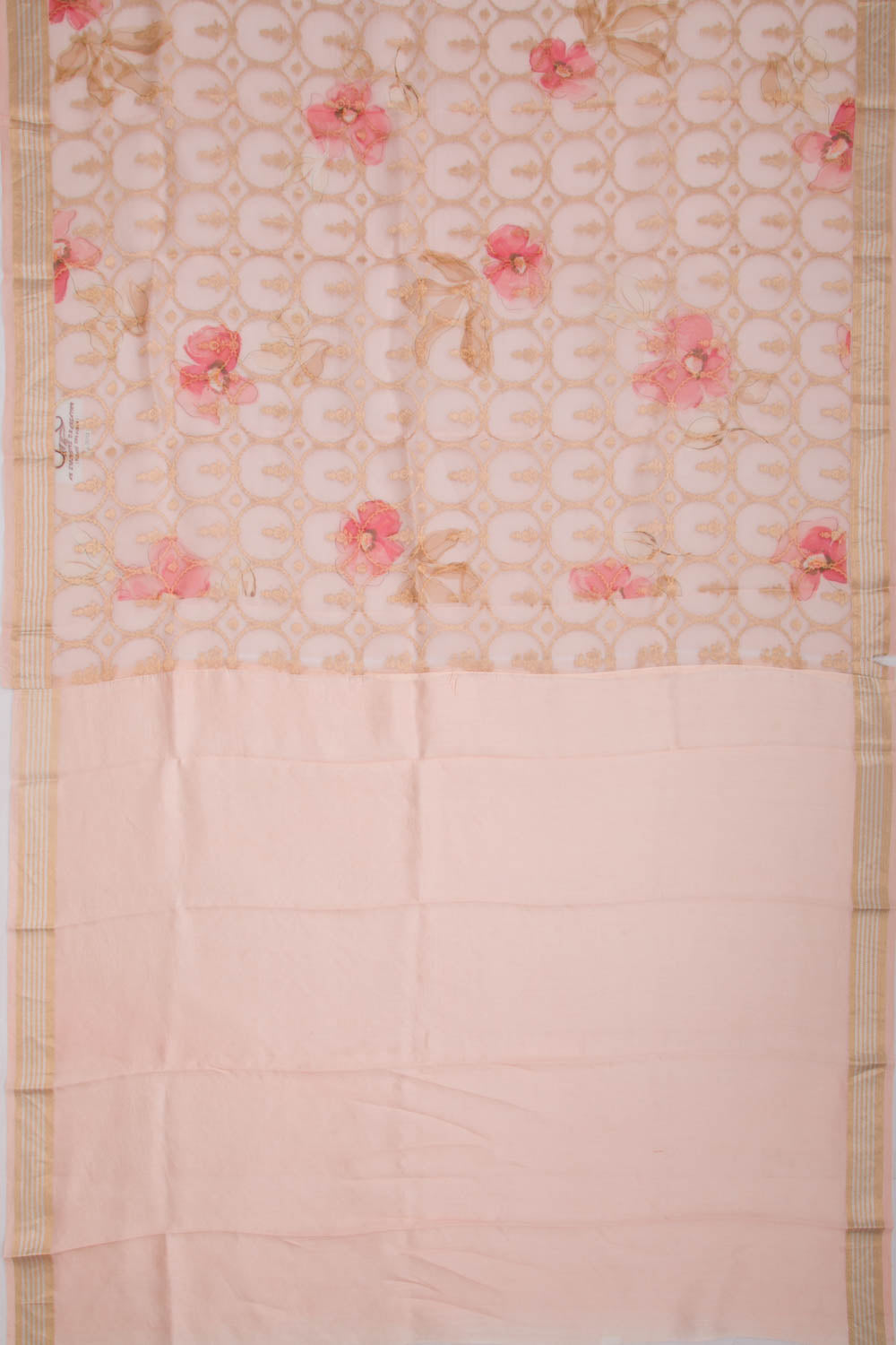 Organza Brocade Pastel Orange Saree
