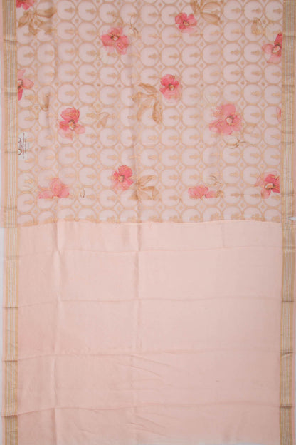 Organza Brocade Pastel Orange Saree