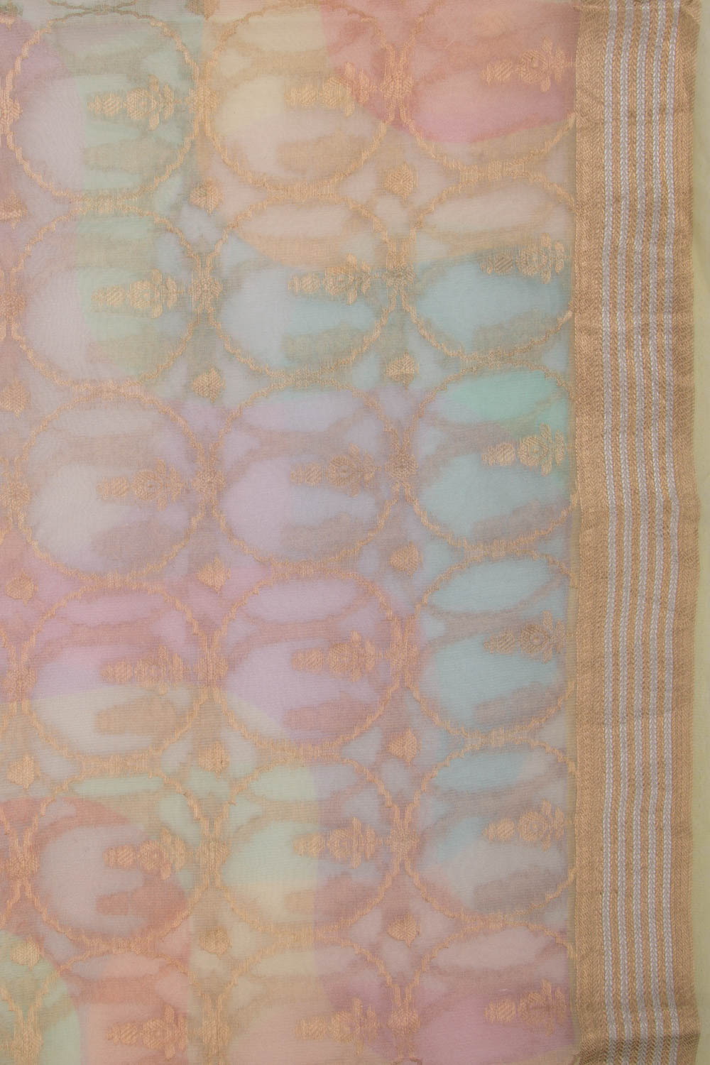 Organza Brocade And Printed Multicolor Saree