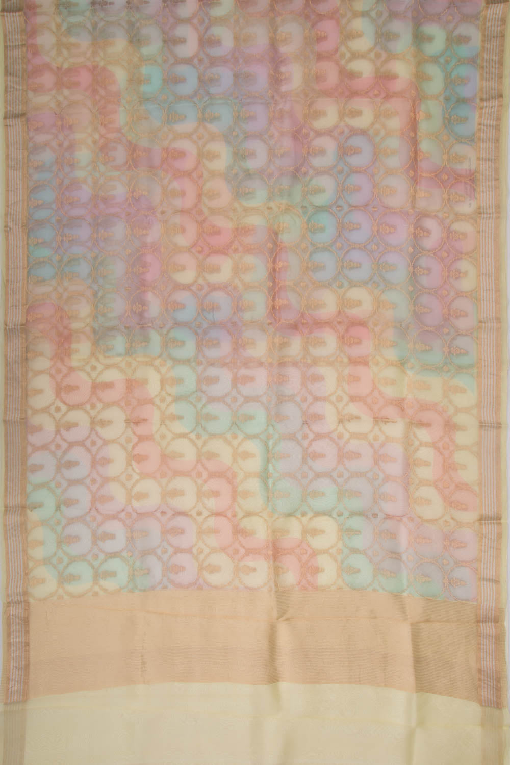 Organza Brocade And Printed Multicolor Saree