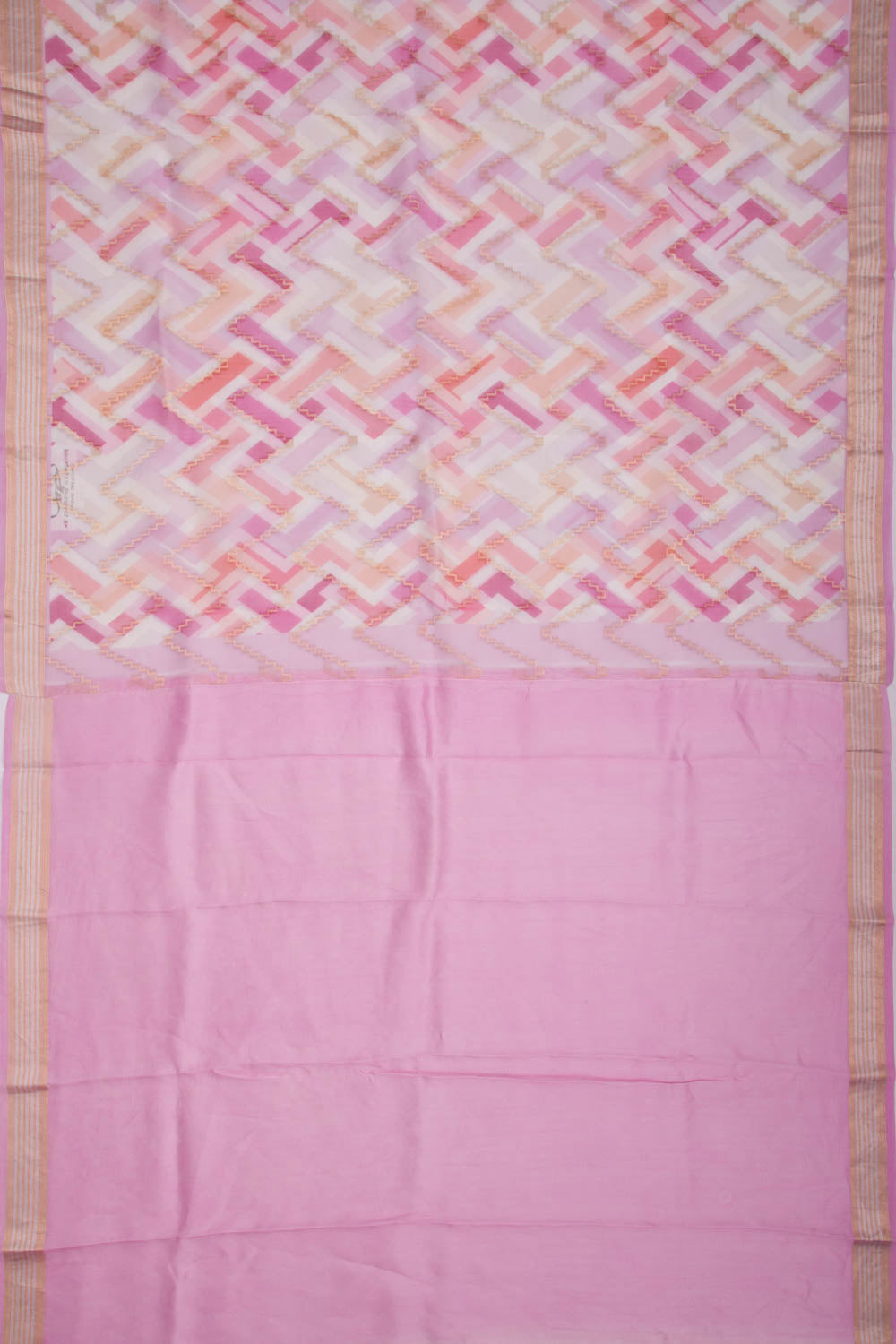 Organza Zig-Zag Lines Multicolor Saree