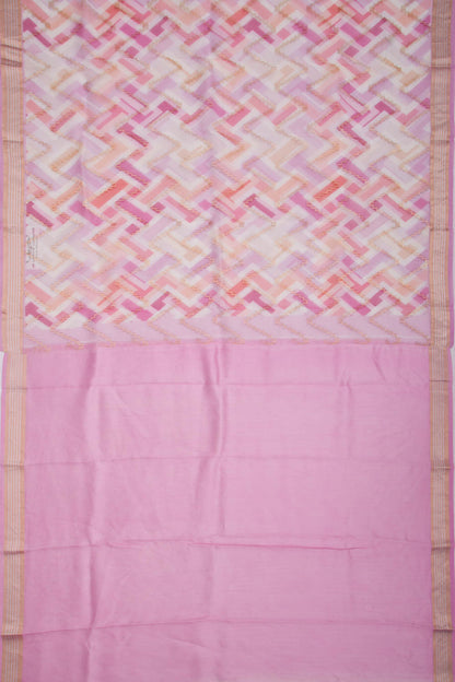 Organza Zig-Zag Lines Multicolor Saree