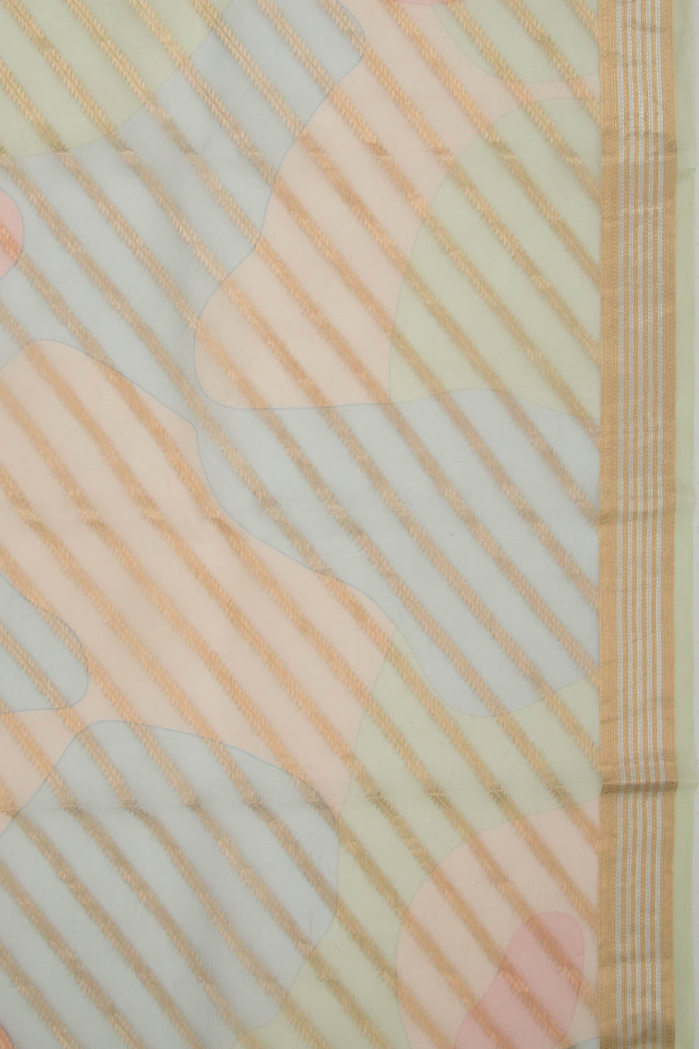 Organza Diagonal Lines Multicolor Saree
