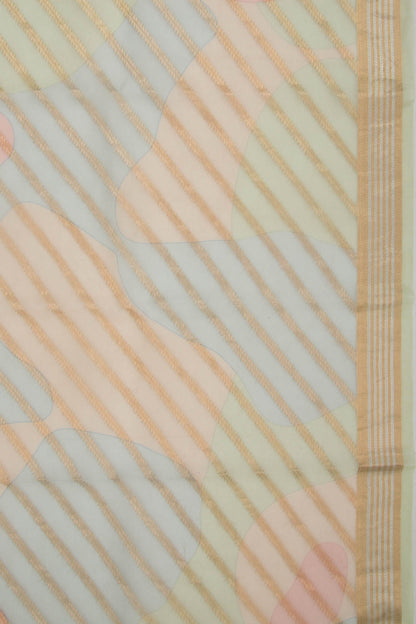 Organza Diagonal Lines Multicolor Saree