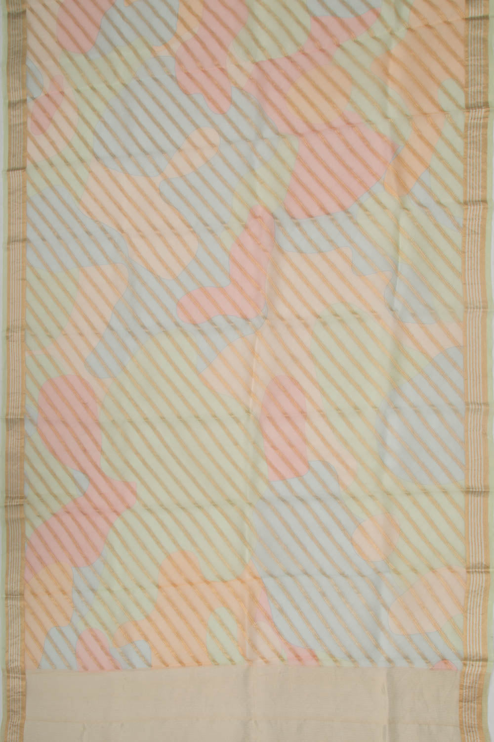Organza Diagonal Lines Multicolor Saree
