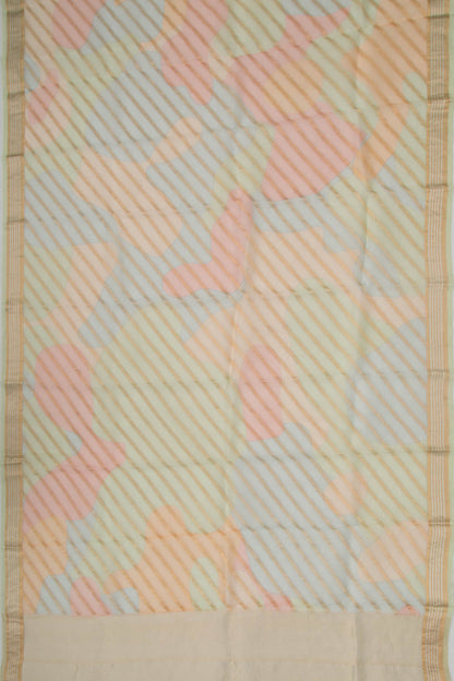 Organza Diagonal Lines Multicolor Saree