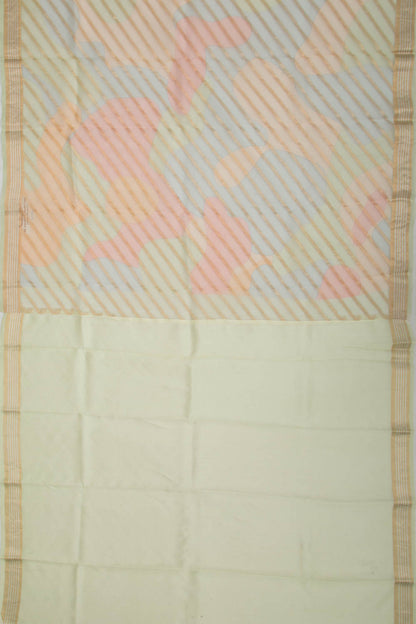 Organza Diagonal Lines Multicolor Saree