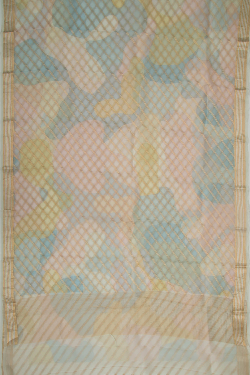 Organza Diagonal Lines Multicolor Saree