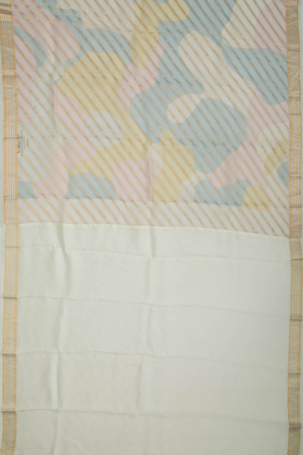 Organza Diagonal Lines Multicolor Saree