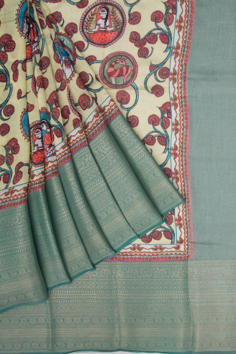 Munga Tussar Printed Yellow Saree