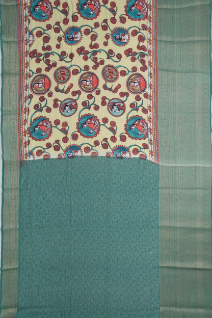 Munga Tussar Printed Yellow Saree