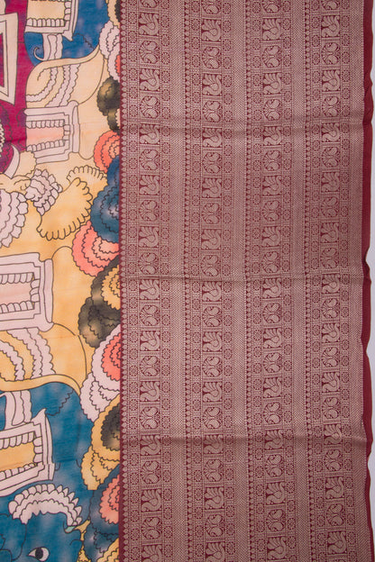 Munga Tussar Printed Pastel Green Saree
