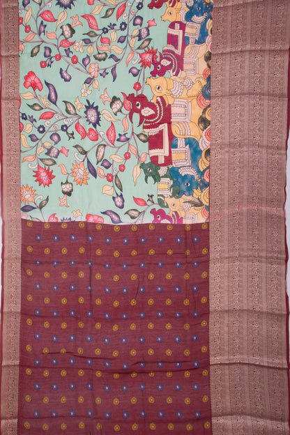 Munga Tussar Printed Pastel Green Saree