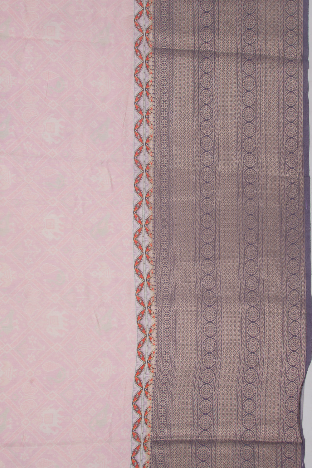 Munga Tussar Printed Pink Saree