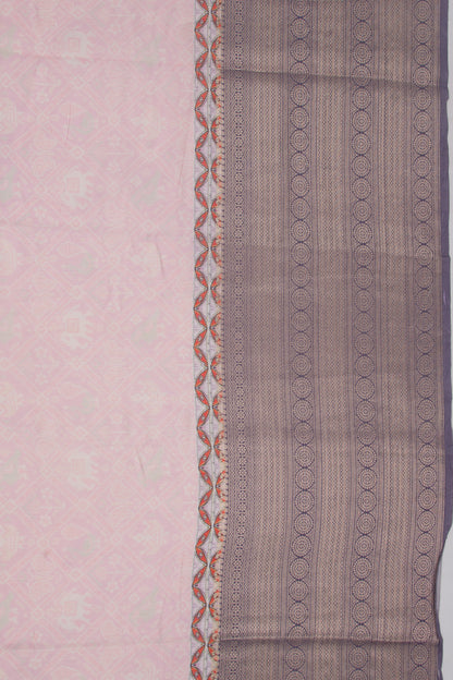 Munga Tussar Printed Pink Saree