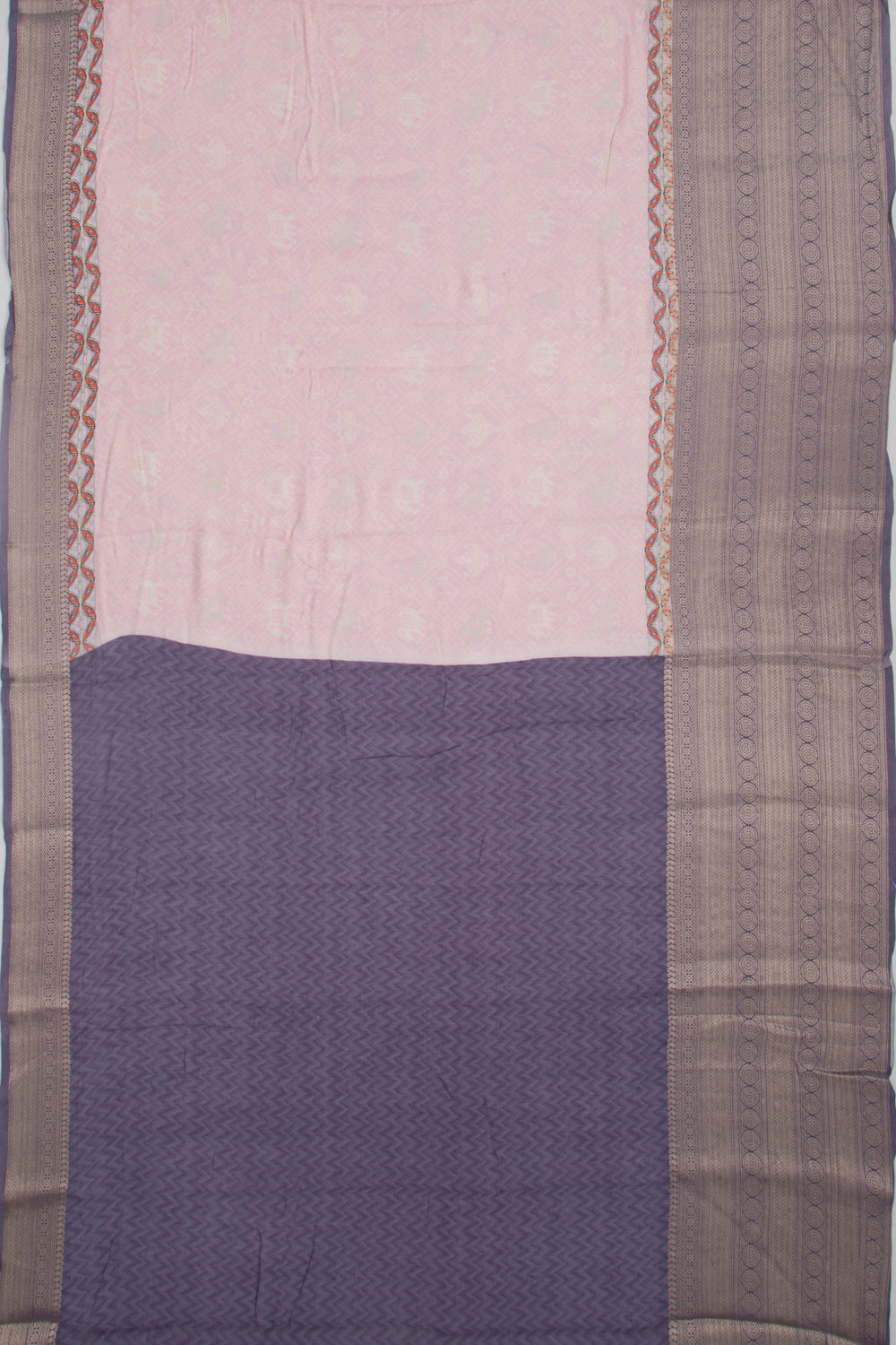 Munga Tussar Printed Pink Saree