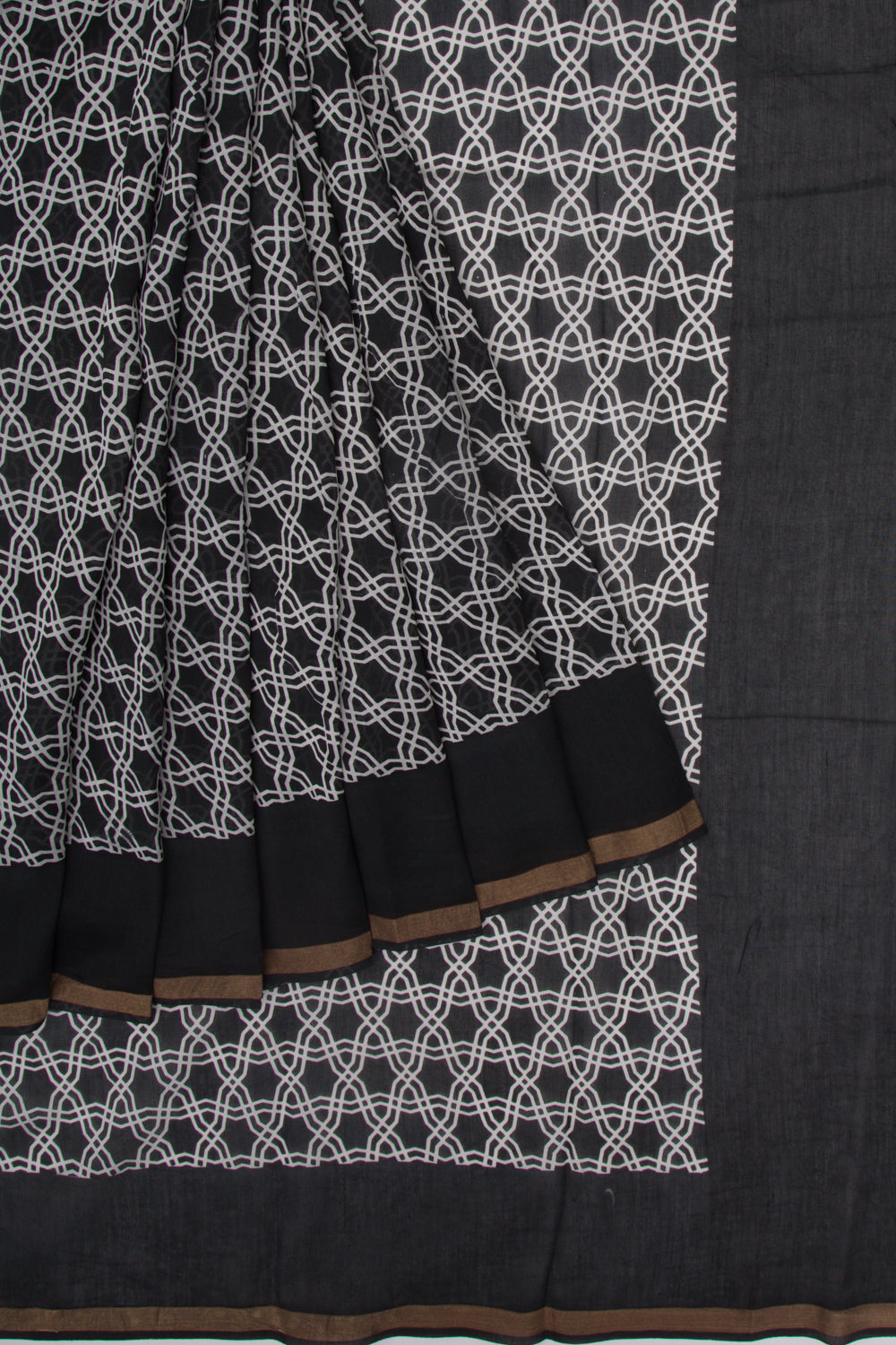 Chanderi Cotton Printed Black Saree