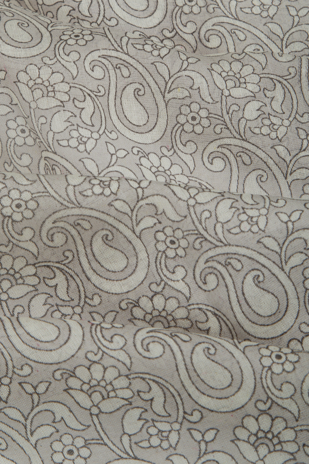 Chanderi Cotton Floral Printed Grey Saree