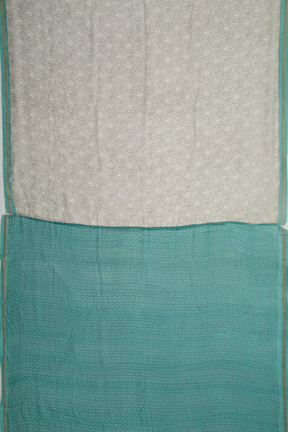 Chanderi Cotton Floral Printed Grey Saree