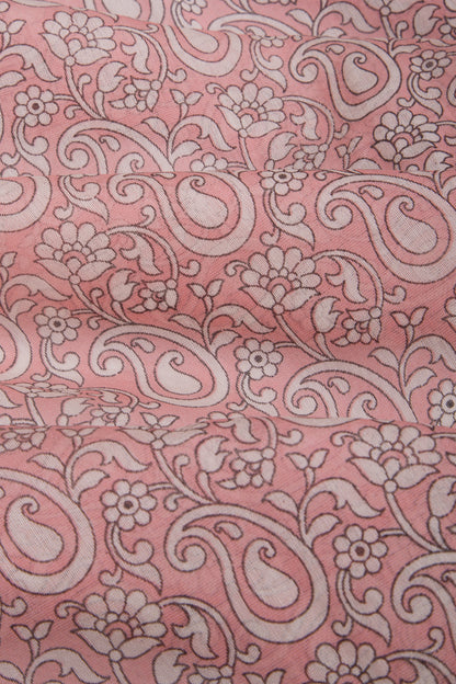 Chanderi Cotton Floral Printed Pink Saree