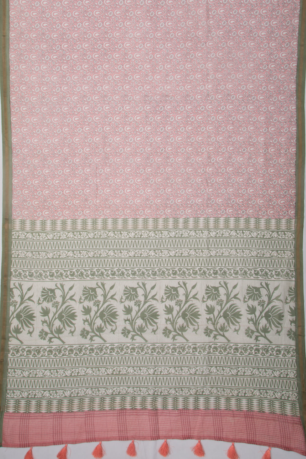 Chanderi Cotton Floral Printed Pink Saree