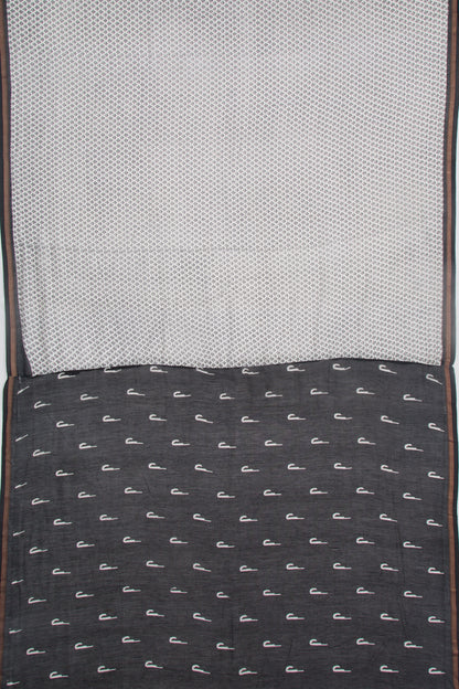 Chanderi Cotton Floral Printed White Saree