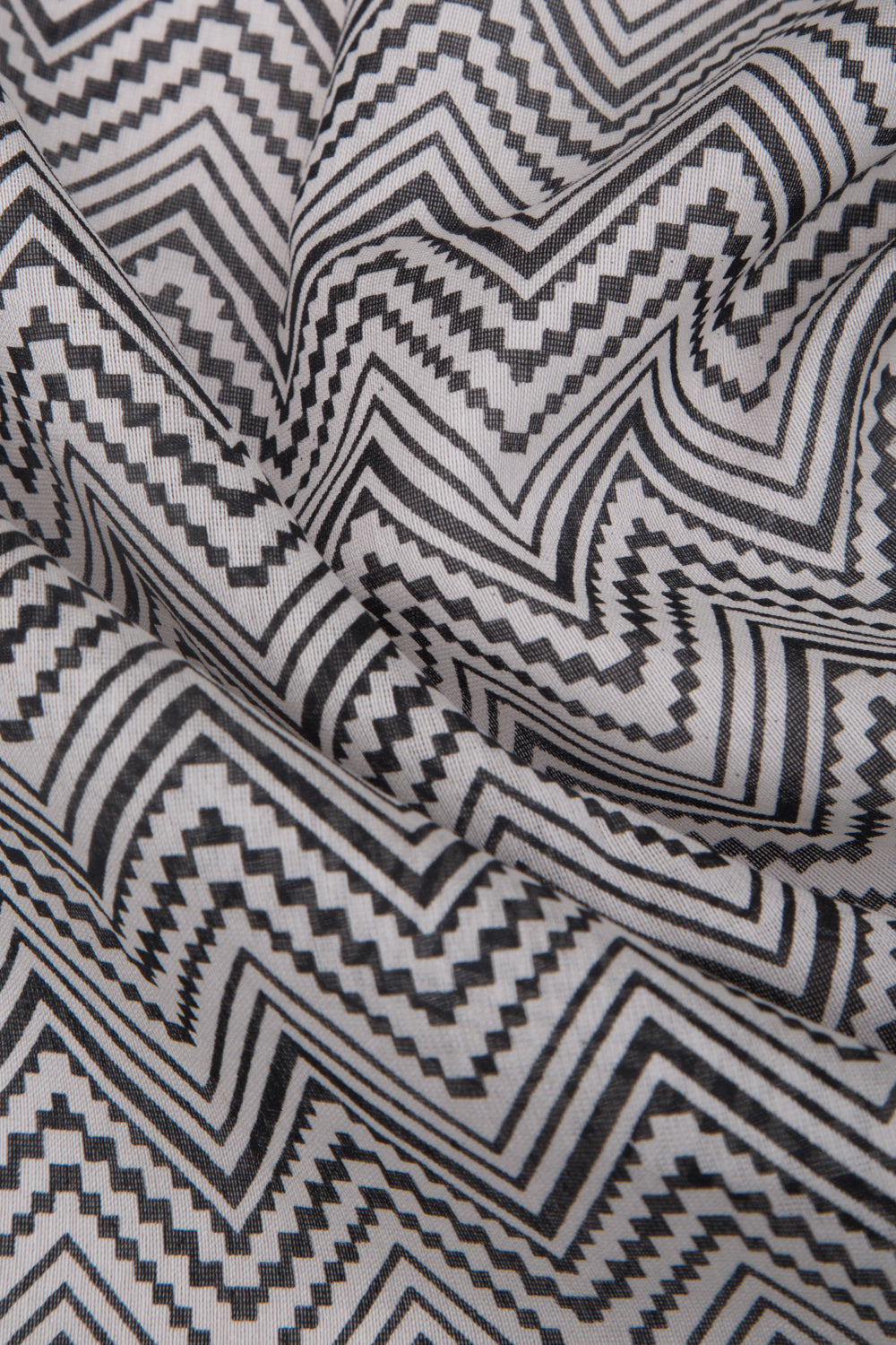 Chanderi Cotton Printed White Saree