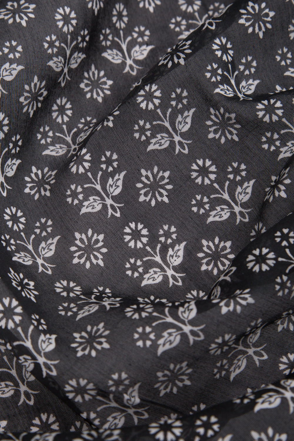 Chanderi Cotton Floral Printed Black Saree