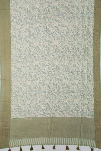 Chanderi Cotton Printed Pastel Green Saree