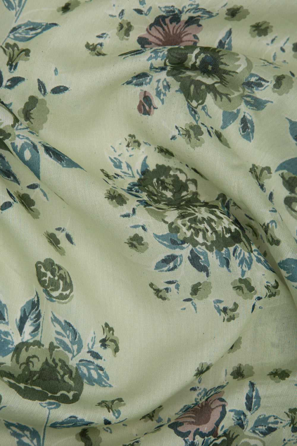 Chanderi Cotton Floral Printed Pastel Green Saree