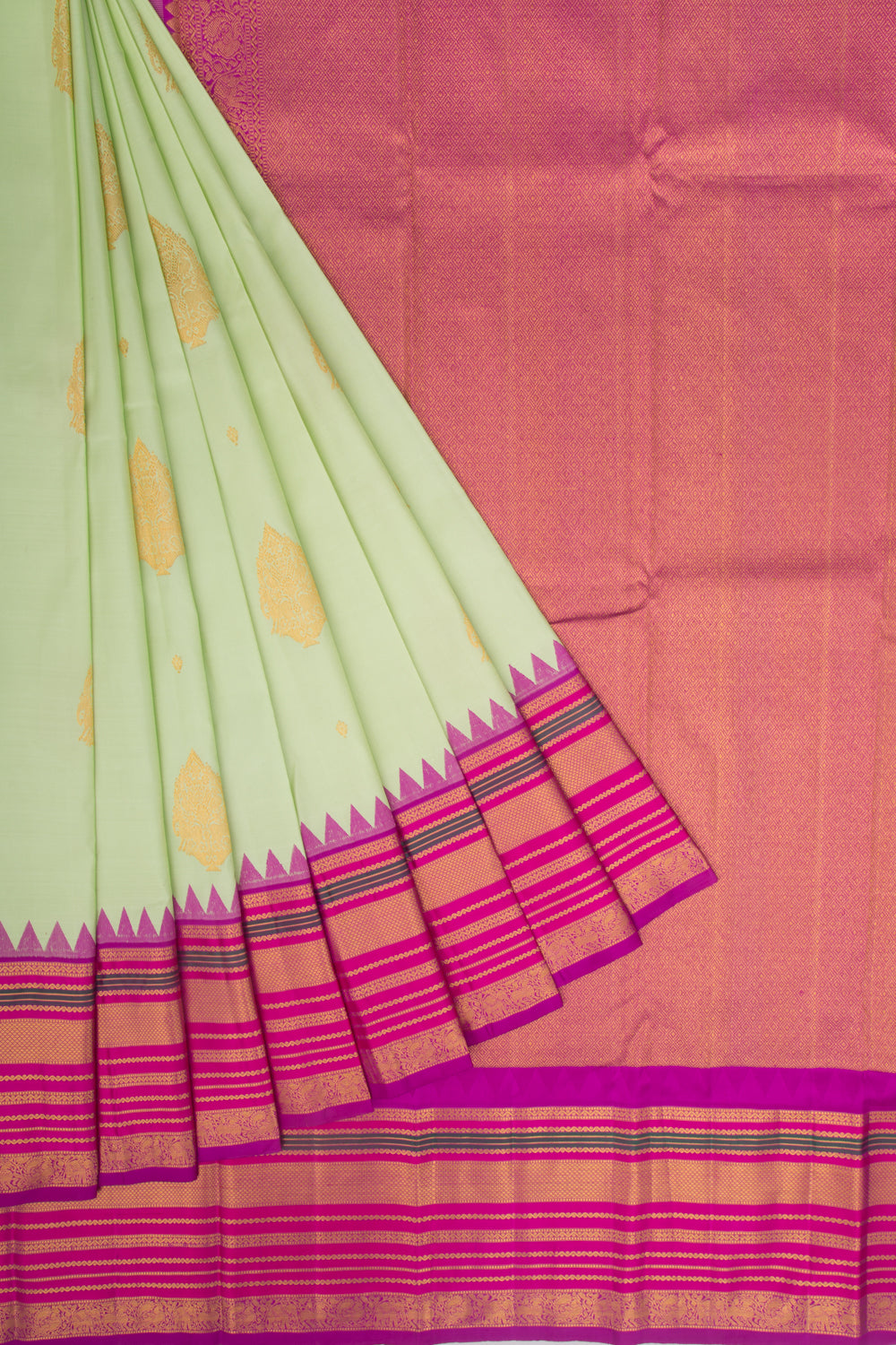Kanchipuram Silk Butta Pista Green Saree