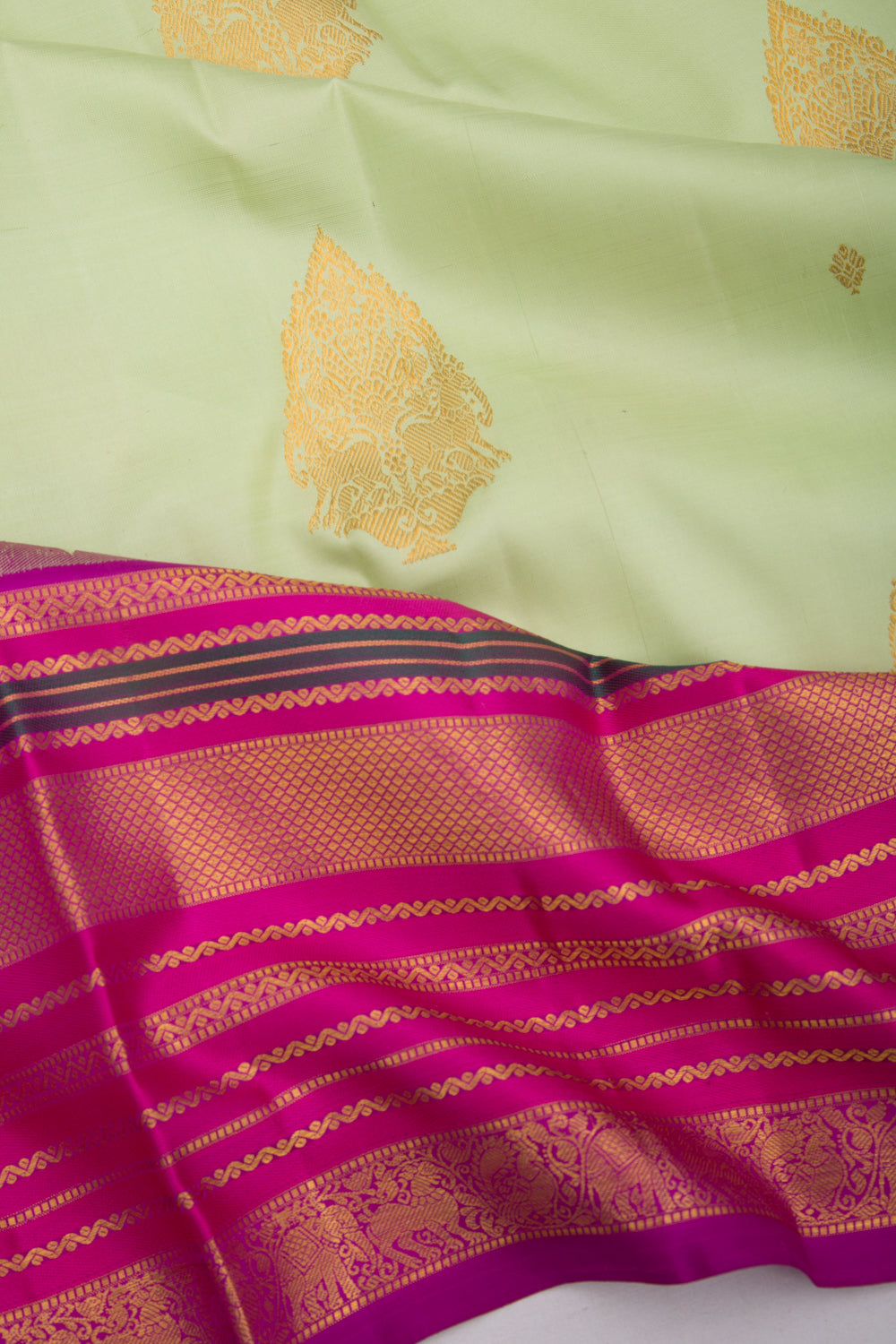 Kanchipuram Silk Butta Pista Green Saree
