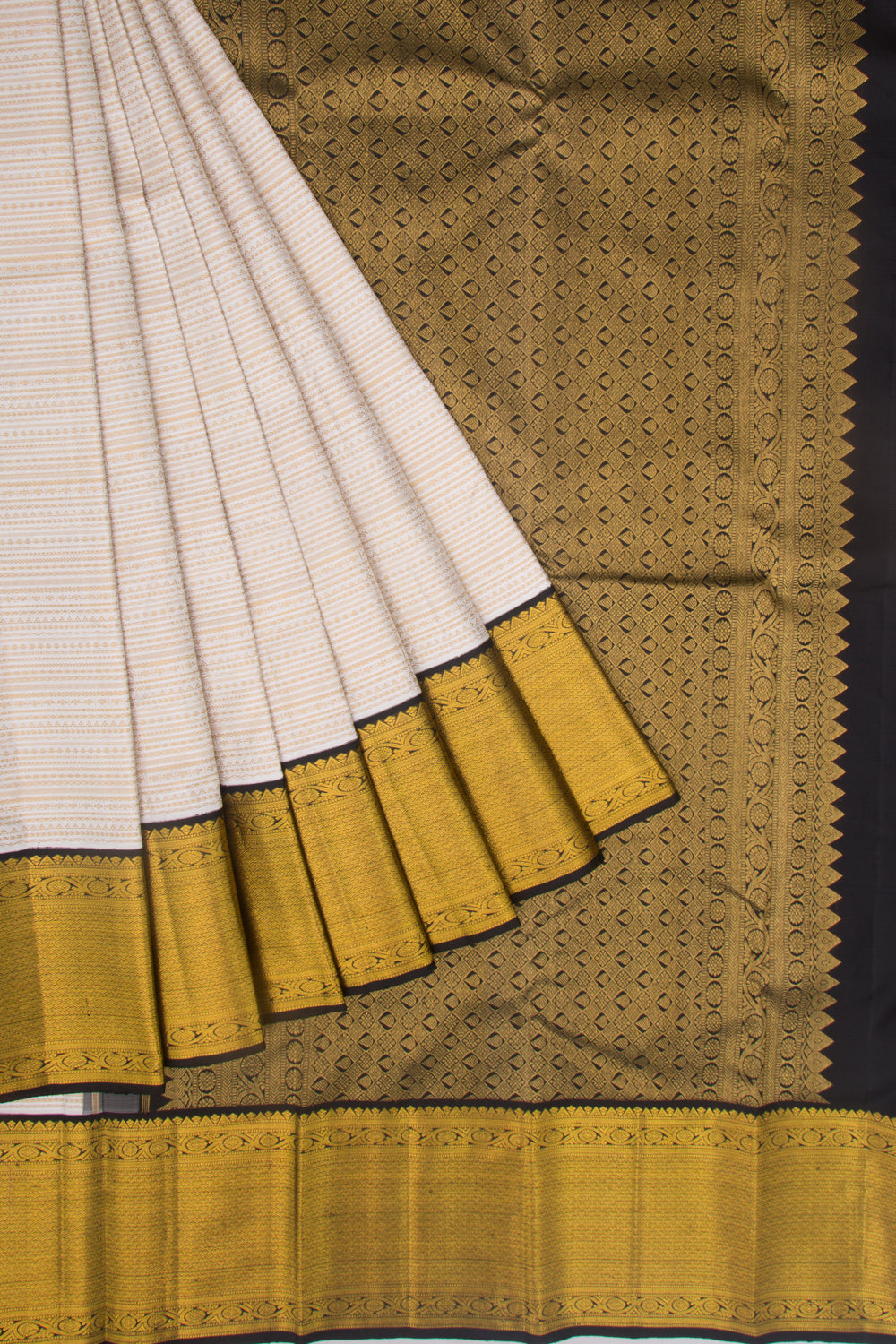 Kanchipuram Silk Brocade White Saree