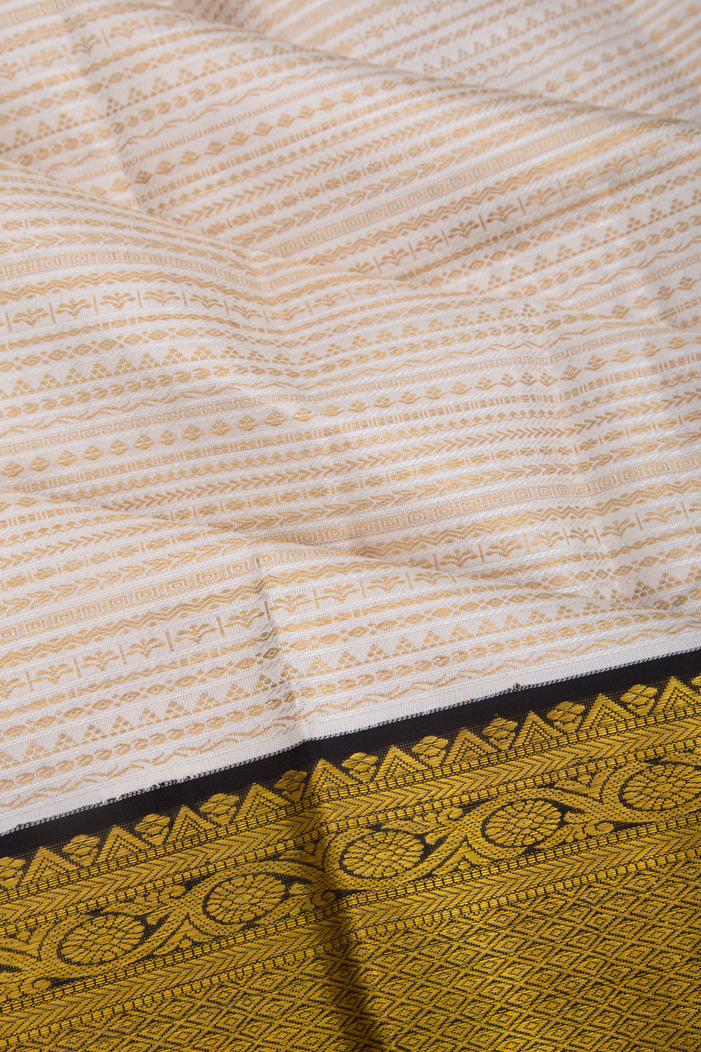 Kanchipuram Silk Brocade White Saree