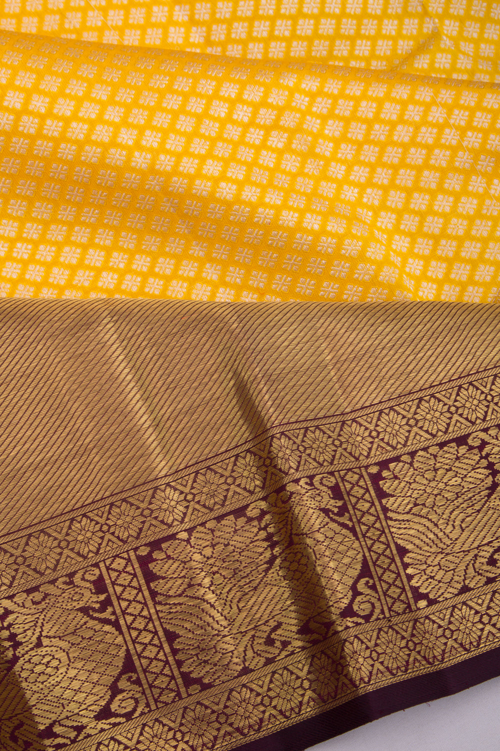 Kanchipuram Silk Brocade Yellow Saree