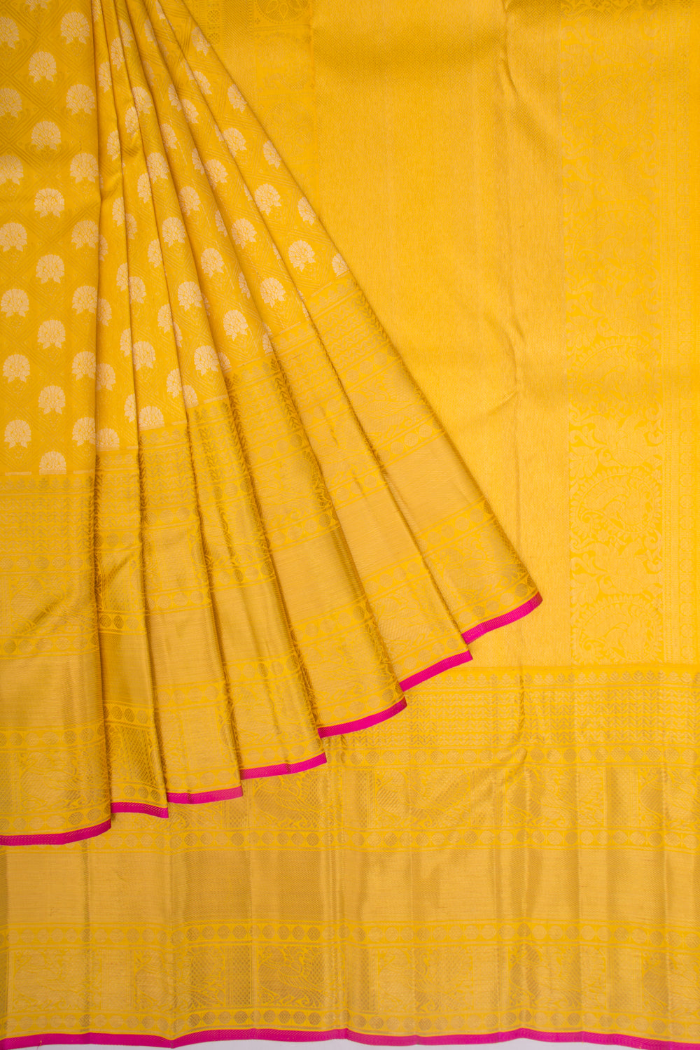Kanchipuram Silk Brocade Yellow Saree