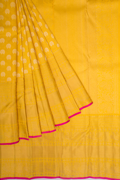 Kanchipuram Silk Brocade Yellow Saree