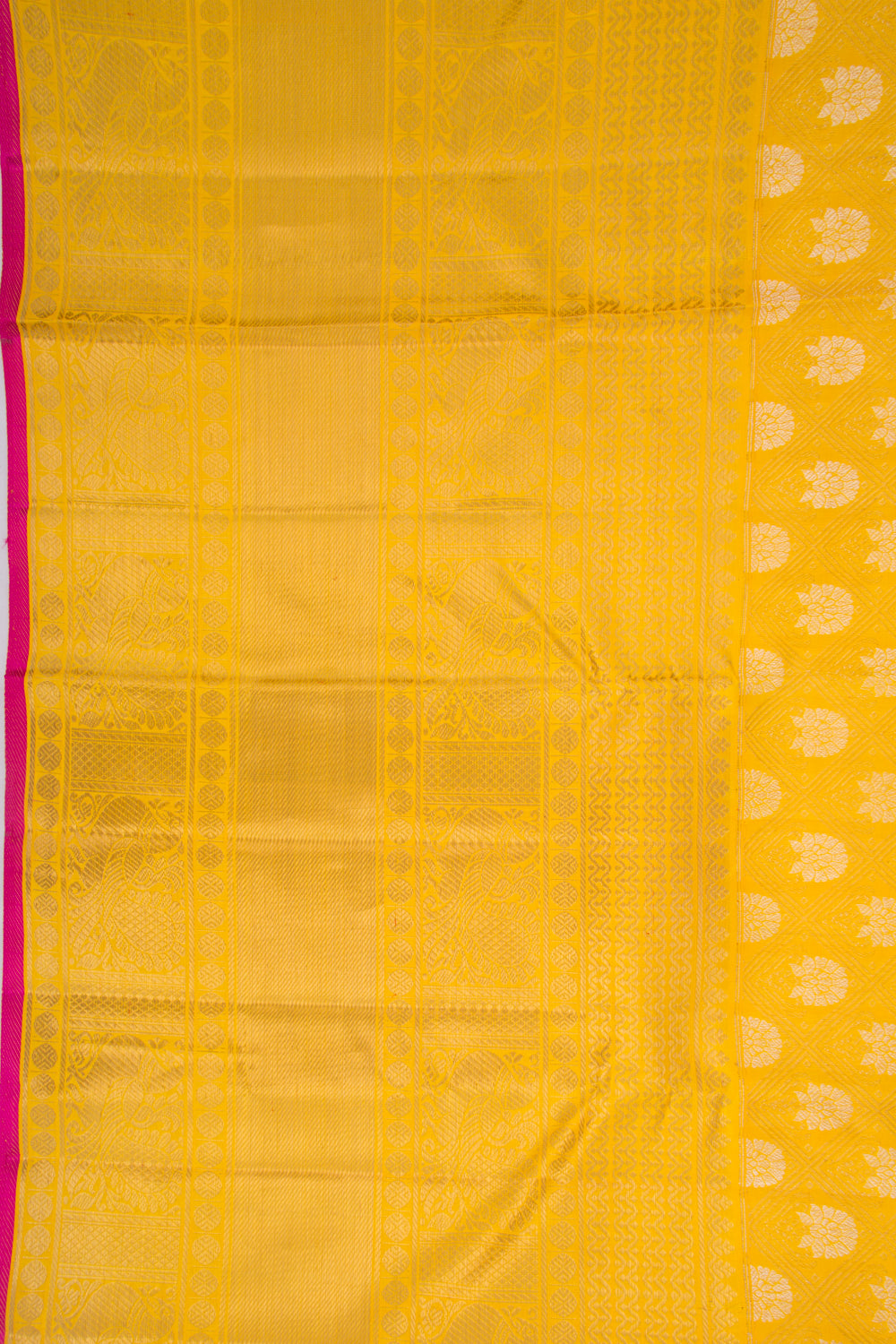 Kanchipuram Silk Brocade Yellow Saree