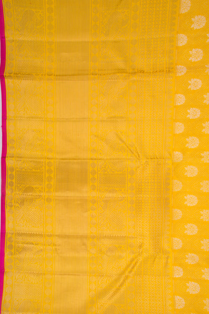 Kanchipuram Silk Brocade Yellow Saree