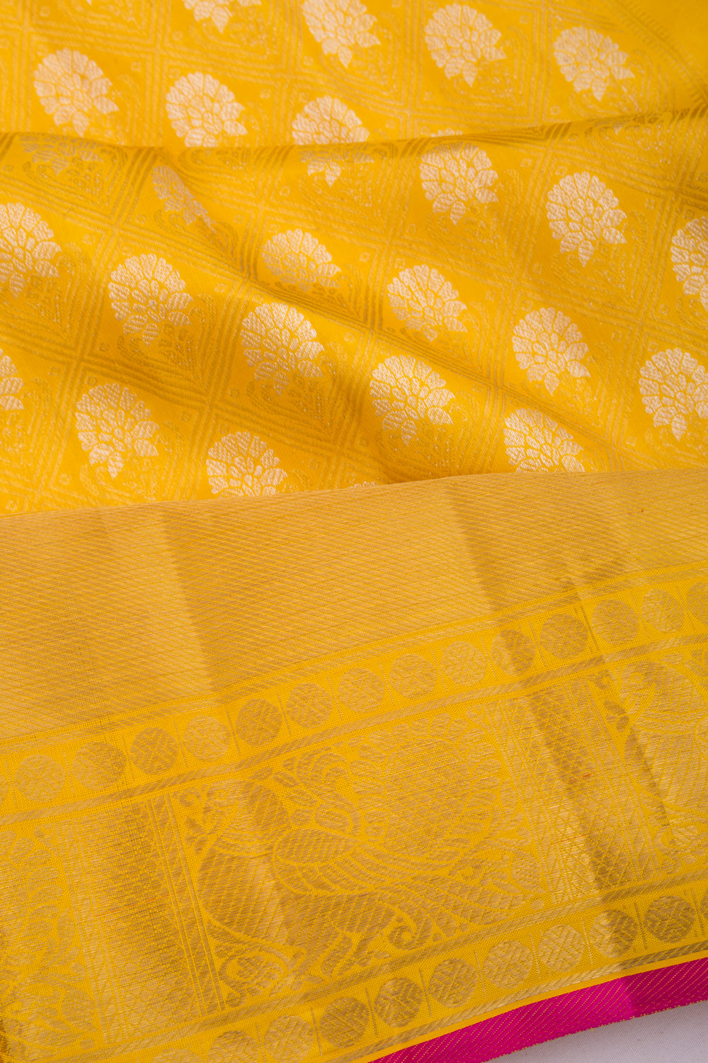 Kanchipuram Silk Brocade Yellow Saree