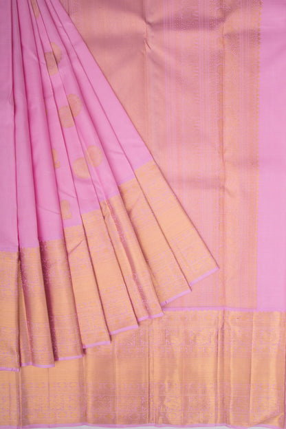 Kanchipuram Silk Oosi Lines And Butta Baby Pink Saree