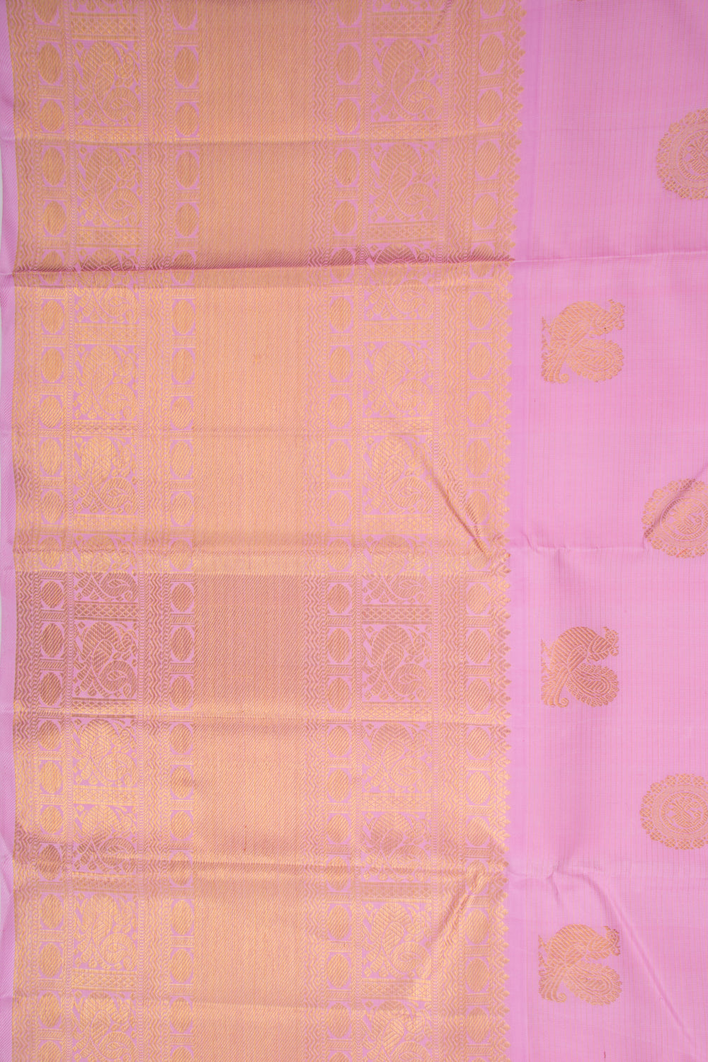 Kanchipuram Silk Oosi Lines And Butta Baby Pink Saree