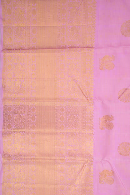 Kanchipuram Silk Oosi Lines And Butta Baby Pink Saree