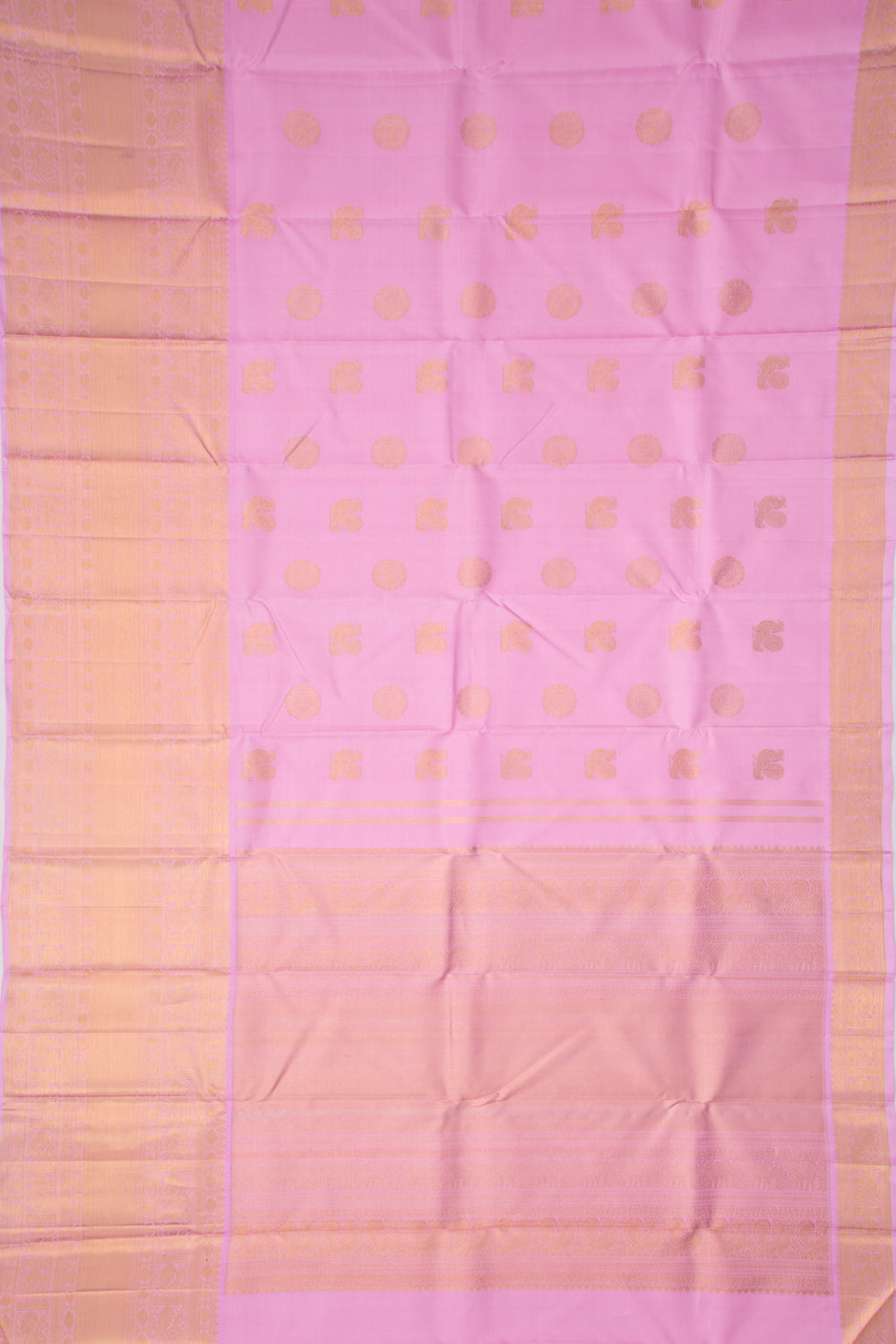 Kanchipuram Silk Oosi Lines And Butta Baby Pink Saree